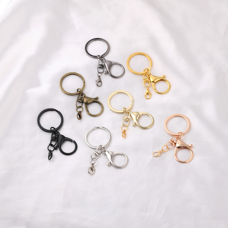 Metal 8-character Keychain with Lobster Buckle Four-piece Set of Luggage Plush Hook Diy