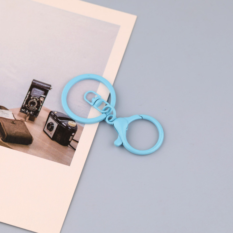 Paint Candy Color 8-character Buckle Flat Ring Lobster Three-piece Keychain Diy Doll