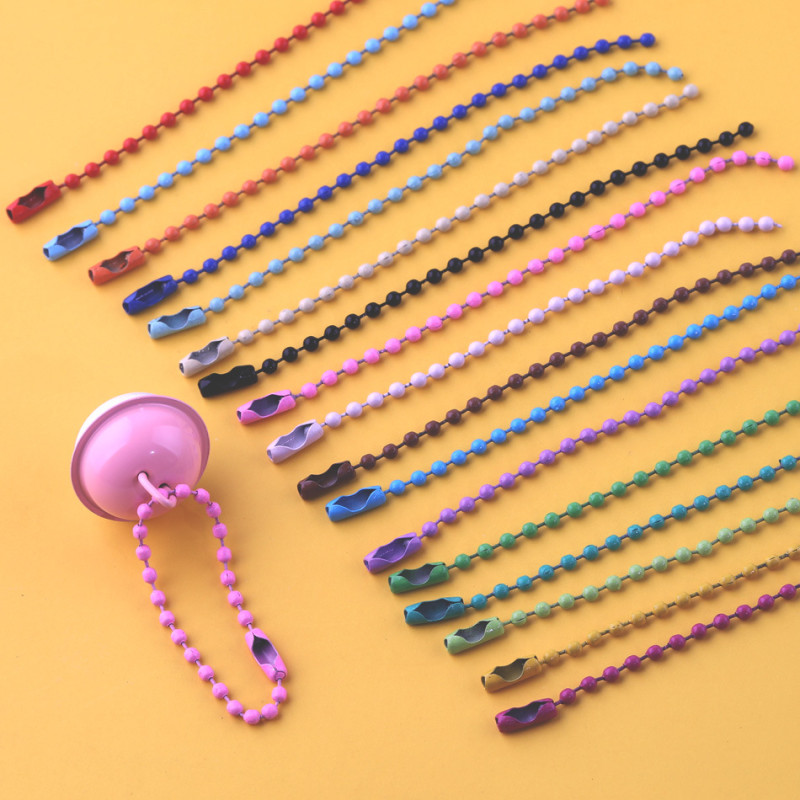 2.4*10cm Color Painted Round Bead Chain Metal Wave Doll Clothing Tag Pendant Diy Jewelry