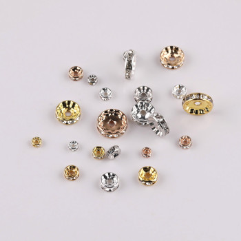 4mm-12mm Diamond Ring Wheel Spacer Inlaid with Beads Diy Handmade Bracelet Accessories