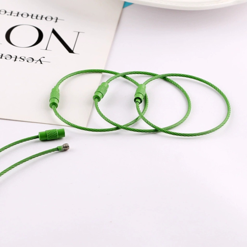 Color Spray Painted Steel Wire Ring Rotating Screw Key Diy Tag Bag Key Chain Lanyard
