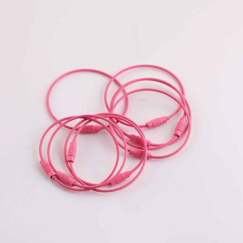Color Spray Painted Steel Wire Ring Rotating Screw Key Diy Tag Bag Key Chain Lanyard