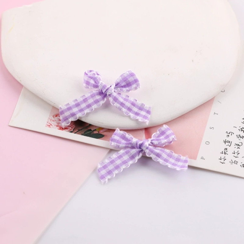 Sweet Colorful Plaid with Lace Bow Diy Handmade Hair Hoop Hairpin Jewelry Accessories