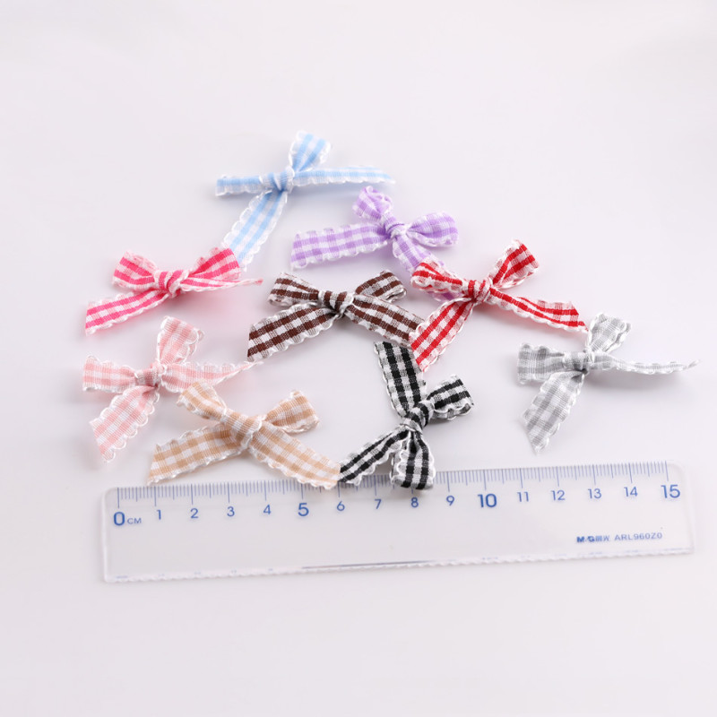 Sweet Colorful Plaid with Lace Bow Diy Handmade Hair Hoop Hairpin Jewelry Accessories