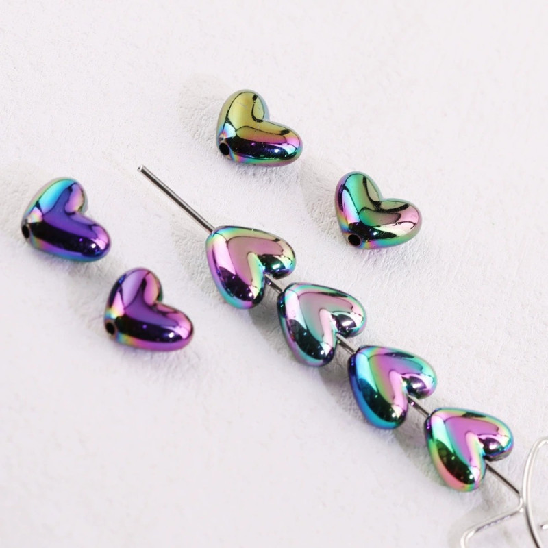 Solid Color Plated Acrylic Love Diy Beads Colorful Heart Loose Bead Necklace Mobile Phone