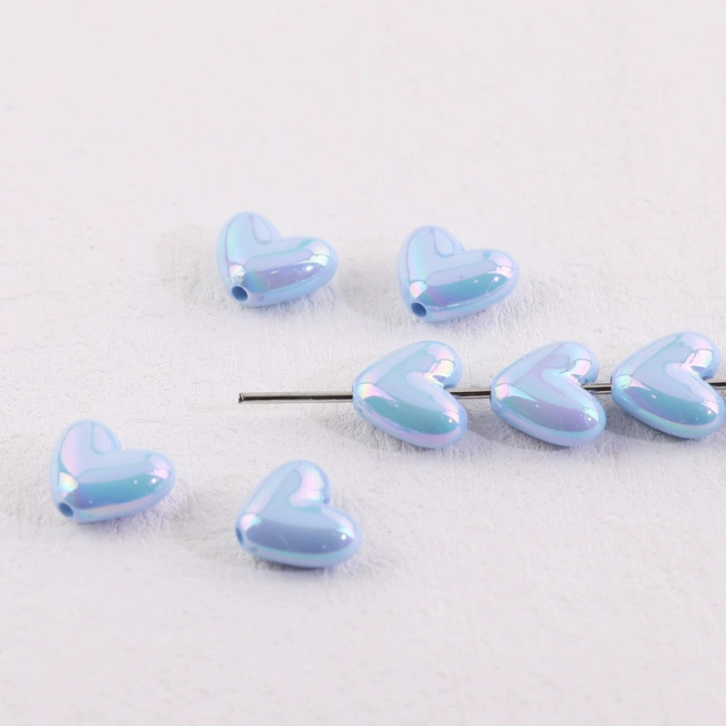Solid Color Plated Acrylic Love Diy Beads Colorful Heart Loose Bead Necklace Mobile Phone