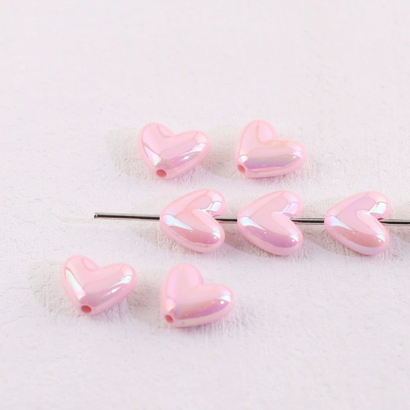 Solid Color Plated Acrylic Love Diy Beads Colorful Heart Loose Bead Necklace Mobile Phone