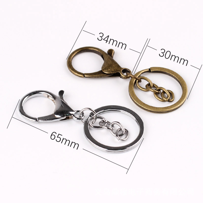 Multicolor Keychain Four-section Chain with Lobster Clasp Three-piece Key Ring Metal Diy