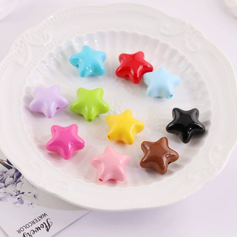 Colorful Fat Five-pointed Star Acrylic Solid Color Scattered Beads Diy Mobile Phone Chain