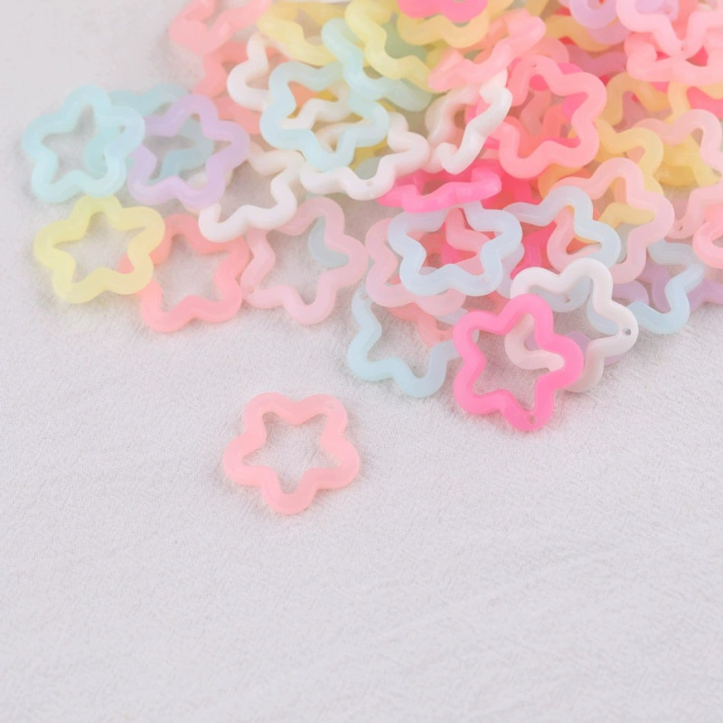Jelly Color Hollow Five-pointed Star Transparent Hanging Hole Plum Blossom Diy Keychain