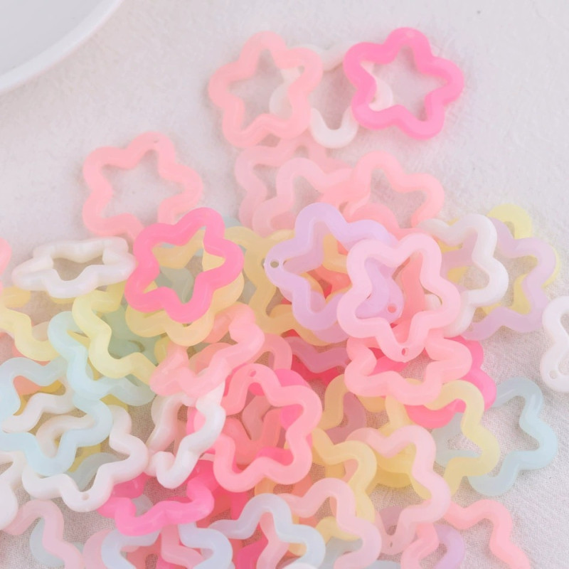 Jelly Color Hollow Five-pointed Star Transparent Hanging Hole Plum Blossom Diy Keychain