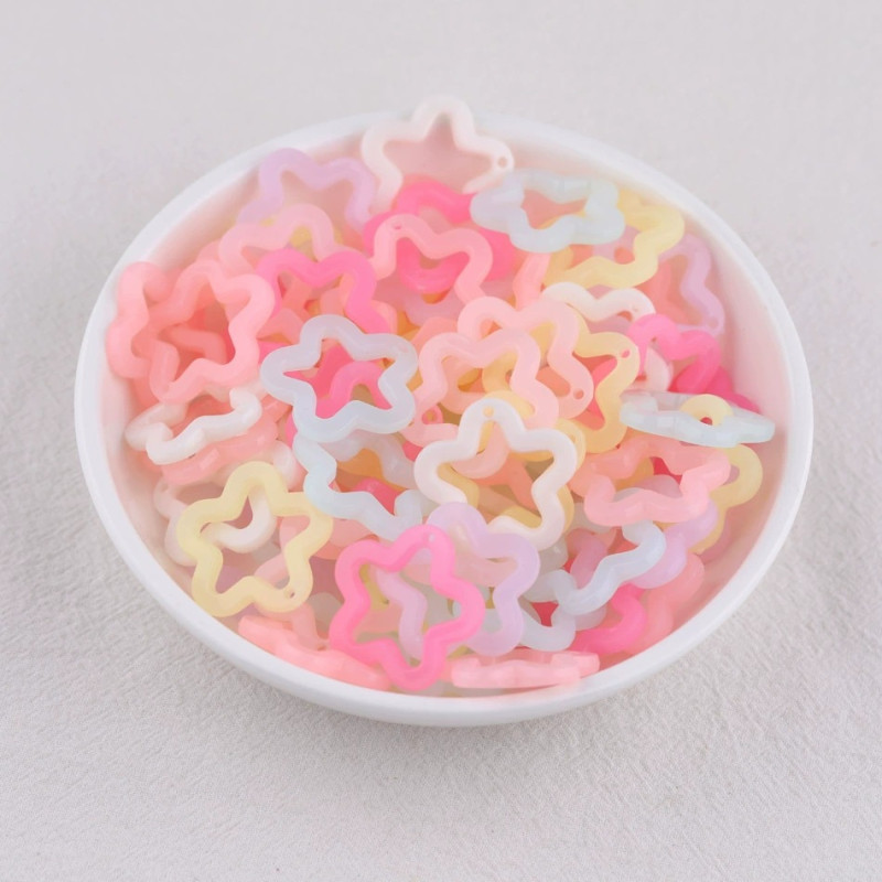 Jelly Color Hollow Five-pointed Star Transparent Hanging Hole Plum Blossom Diy Keychain