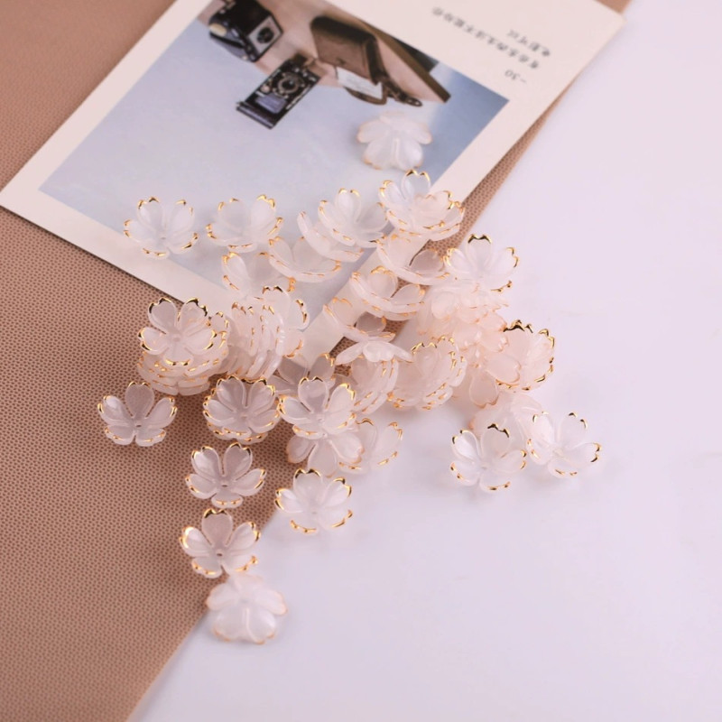 19mm Gold Edge Bronzing Cherry Blossom Petals Diy Beaded Antique Style Hairpin Hair