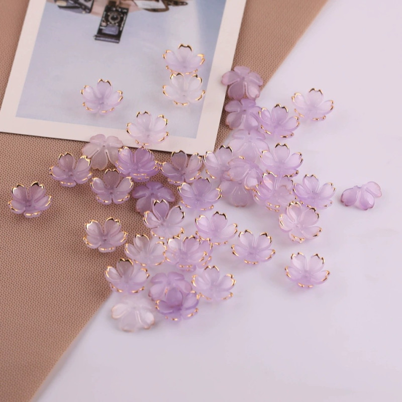 19mm Gold Edge Bronzing Cherry Blossom Petals Diy Beaded Antique Style Hairpin Hair