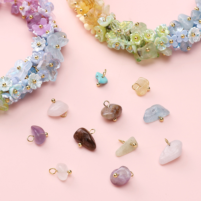 Color-preserving Natural Stone Mini Gravel Pendant Loose Beads Handmade Diy Jewelry