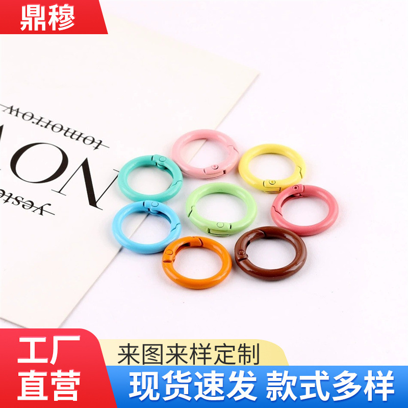 20mm23mm Diy Colorful Painted Spring Buckle Round Ring Open Jewelry Accessories Key