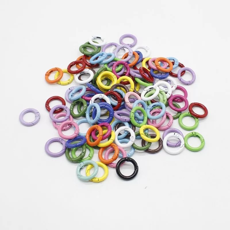 20mm23mm Diy Colorful Painted Spring Buckle Round Ring Open Jewelry Accessories Key