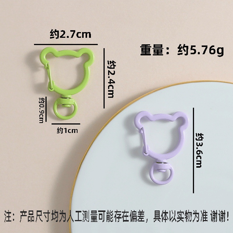 Diy Paint Candy Color Cute Bear Spring Buckle Jewelry Accessories Keychain Opening