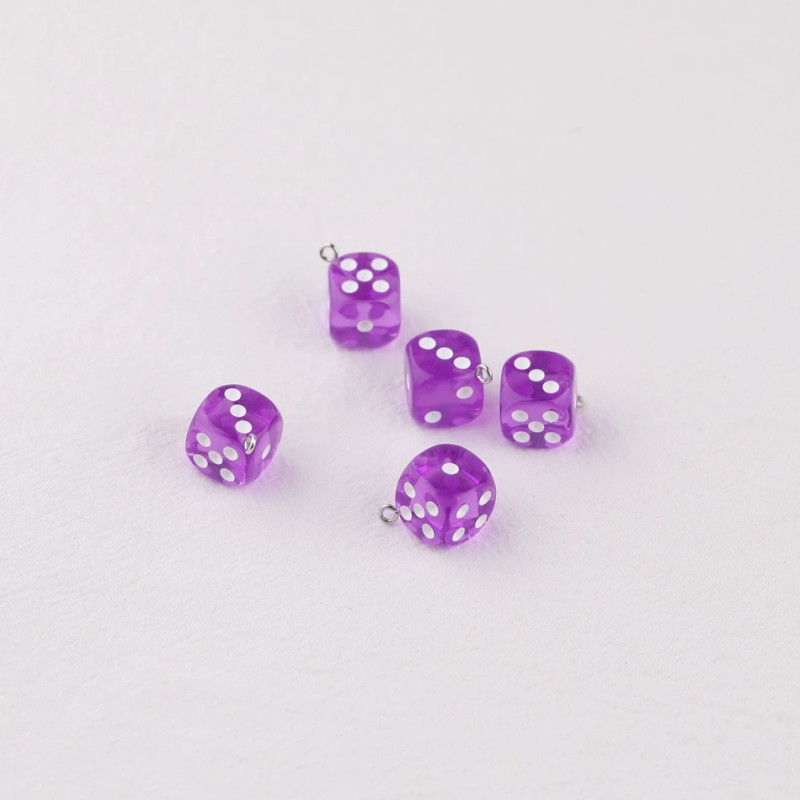 14mm Color Transparent Sieve Dice Creative Keychain Acrylic Pendant Diy Jewelry