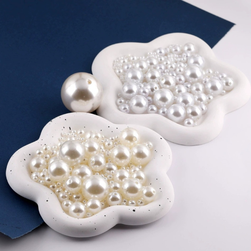 3-40mm Straight Hole Imitation Pearl Abs Round Loose Beads Diy Making Bracelet Necklace