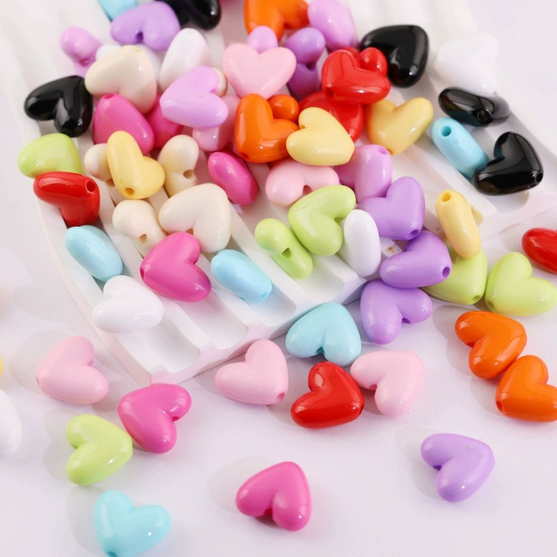 Colorful Acrylic Peach Heart-shaped Straight Hole Beads Diy Handmade Mobile Phone Chain