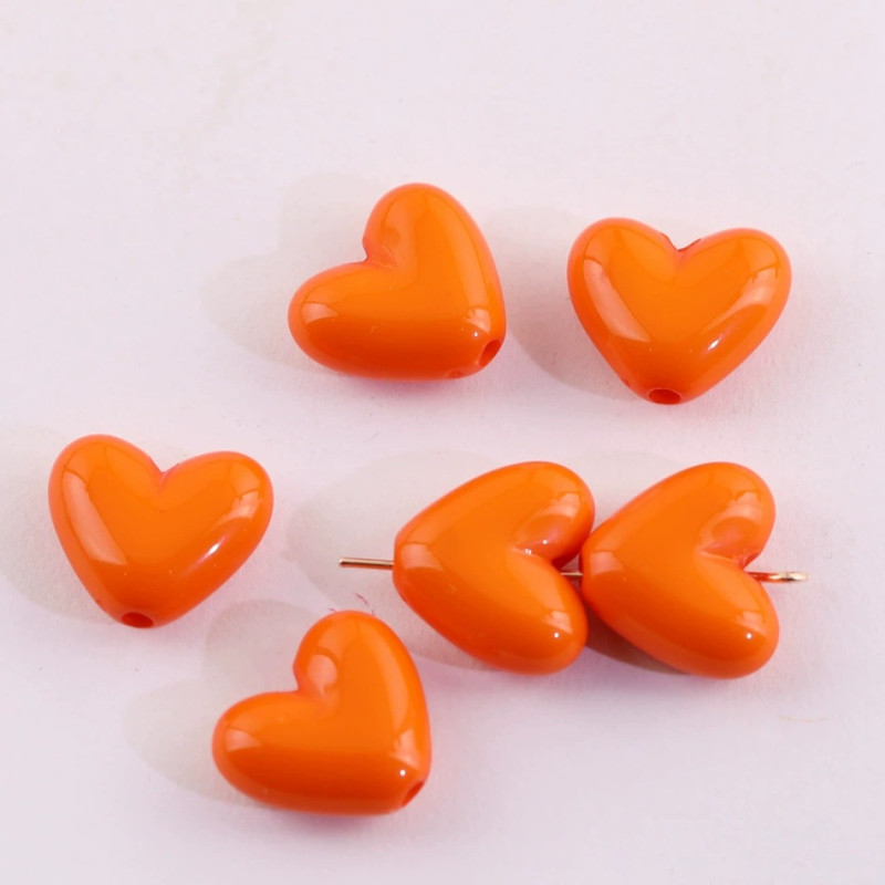 Colorful Acrylic Peach Heart-shaped Straight Hole Beads Diy Handmade Mobile Phone Chain