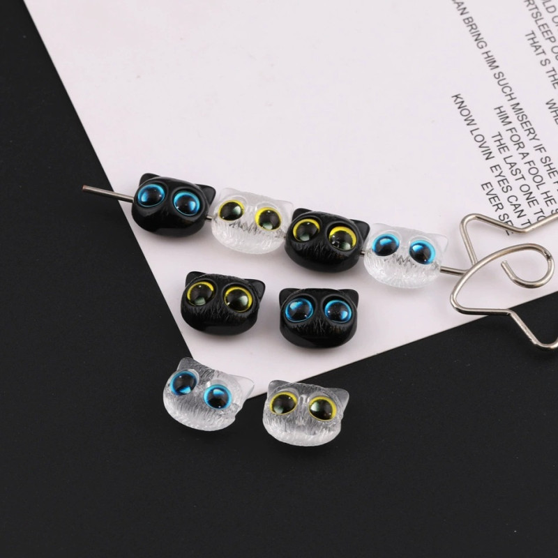 Cartoon Resin Cute Big-eyed Cat Head Diy Beaded Mobile Phone Chain Necklace Horizontal