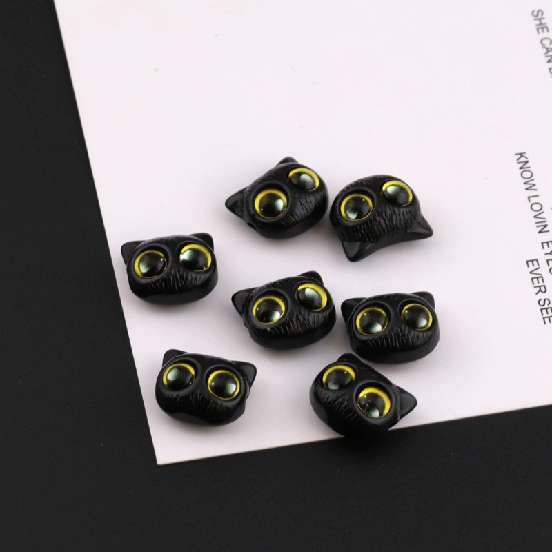 Cartoon Resin Cute Big-eyed Cat Head Diy Beaded Mobile Phone Chain Necklace Horizontal
