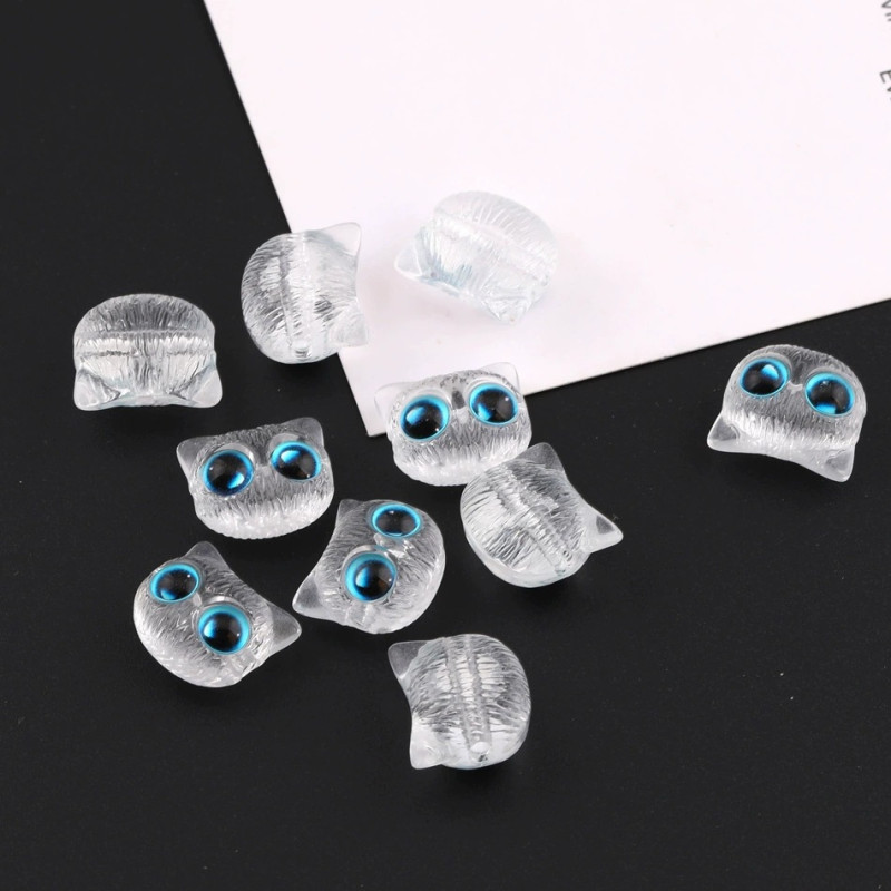 Cartoon Resin Cute Big-eyed Cat Head Diy Beaded Mobile Phone Chain Necklace Horizontal
