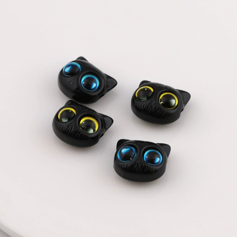 Cartoon Resin Cute Big-eyed Cat Head Diy Beaded Mobile Phone Chain Necklace Horizontal