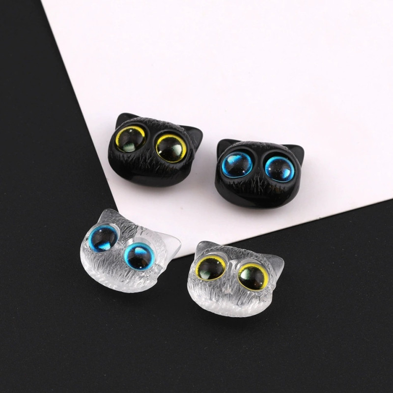 Cartoon Resin Cute Big-eyed Cat Head Diy Beaded Mobile Phone Chain Necklace Horizontal