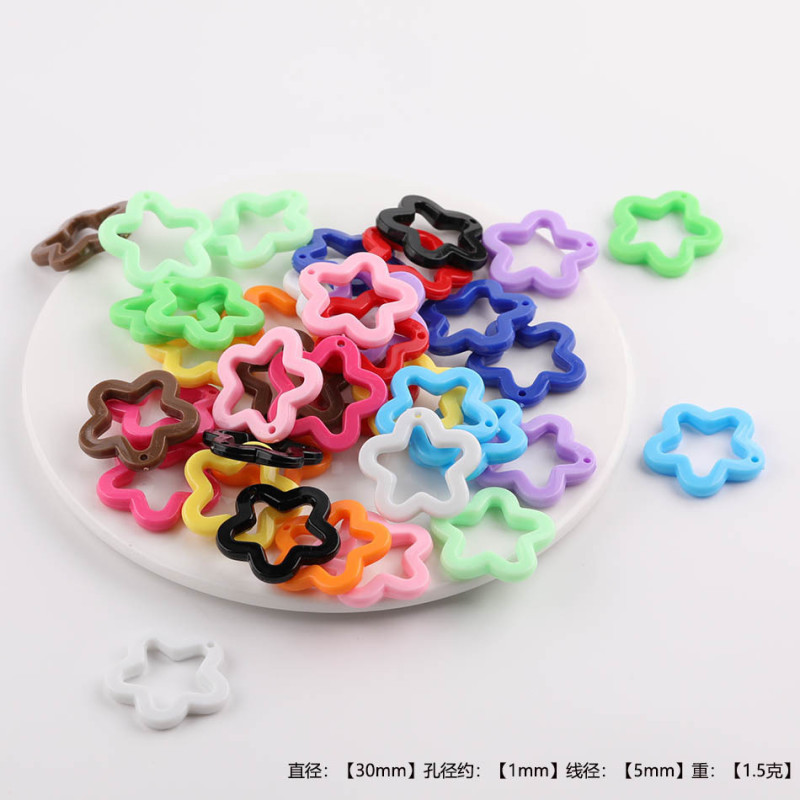30mm Color Hollow Transparent Solid Five-pointed Star Acrylic Diy Jewelry Accessories Bag