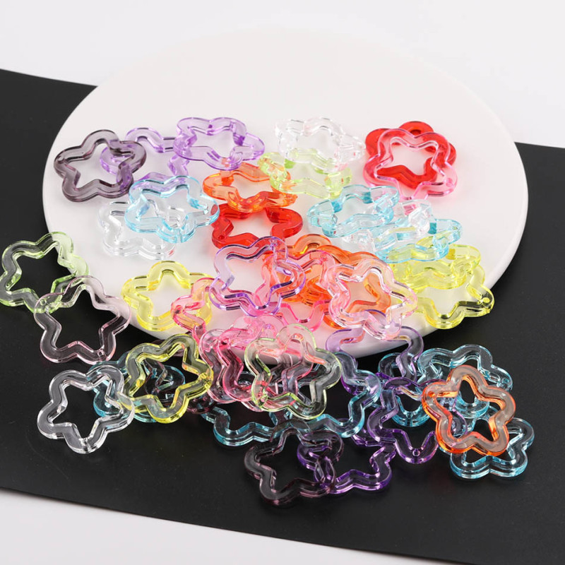 30mm Color Hollow Transparent Solid Five-pointed Star Acrylic Diy Jewelry Accessories Bag