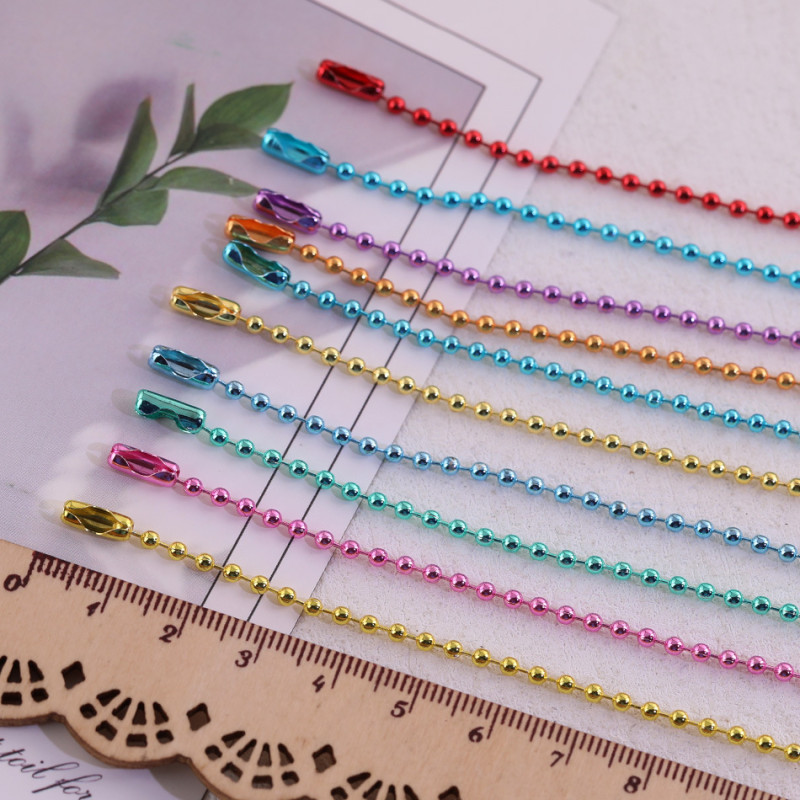 12cm Color Electrophoresis Bead Chain Diy Jewelry Round Wave Lanyard Buckle Tag