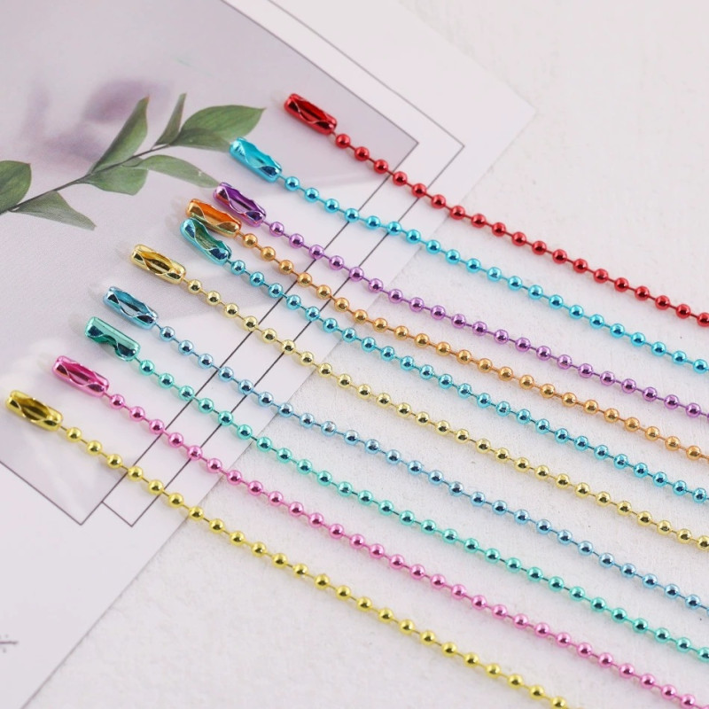 12cm Color Electrophoresis Bead Chain Diy Jewelry Round Wave Lanyard Buckle Tag