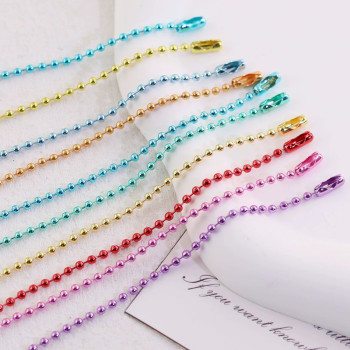 12cm Color Electrophoresis Bead Chain Diy Jewelry Round Wave Lanyard Buckle Tag