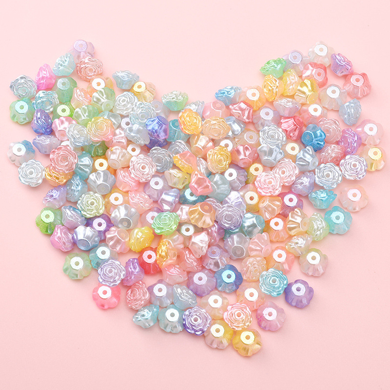 Abs Pearl Pearlescent Two-color Camellia Diy Handmade Beading Material Loose Beads Making