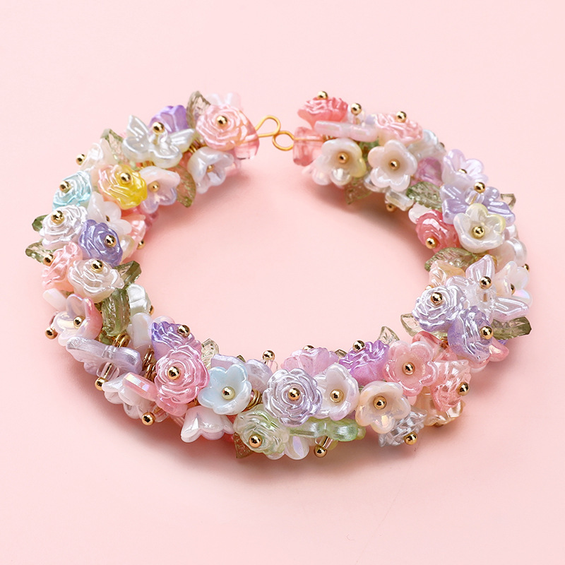 Abs Pearl Pearlescent Two-color Camellia Diy Handmade Beading Material Loose Beads Making