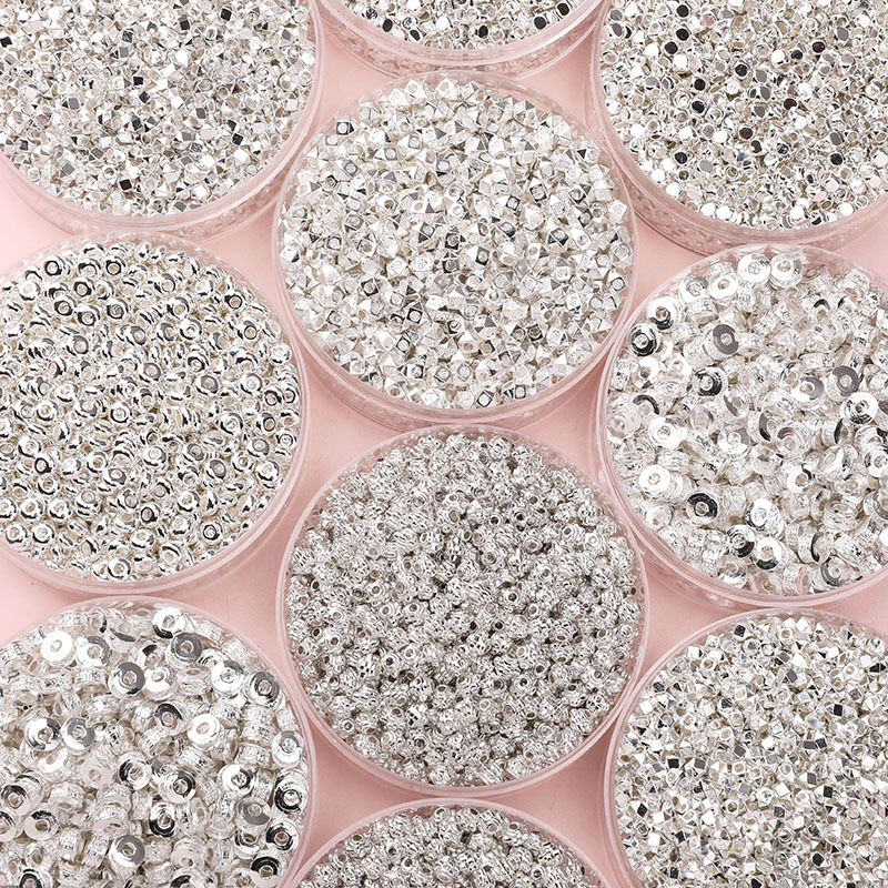 25 Alloy Broken Silver Loose Beads Series Wheel Square Spacer Handmade Diy' Accessories