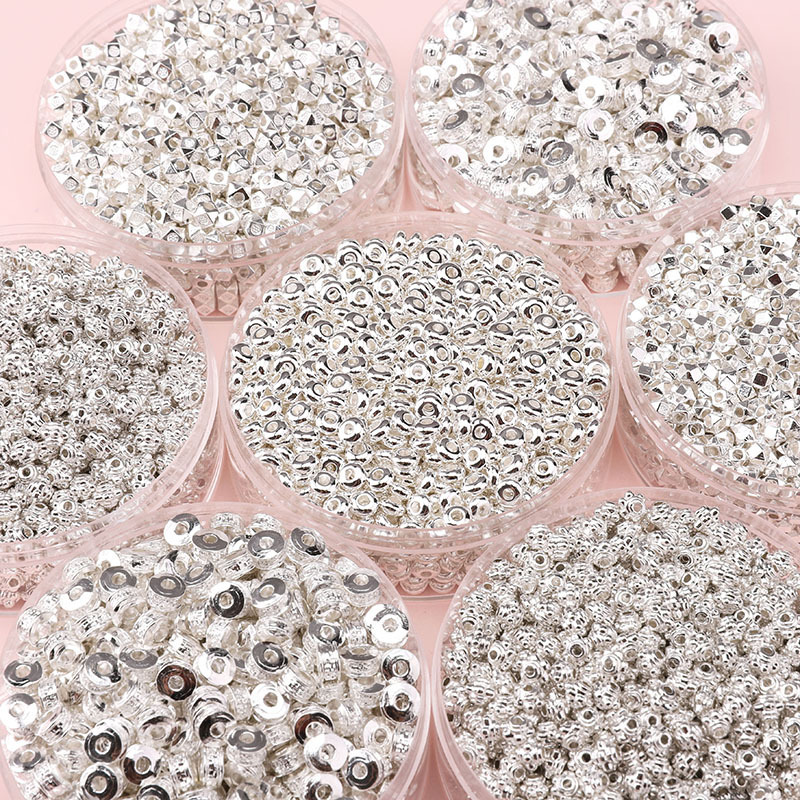 25 Alloy Broken Silver Loose Beads Series Wheel Square Spacer Handmade Diy' Accessories