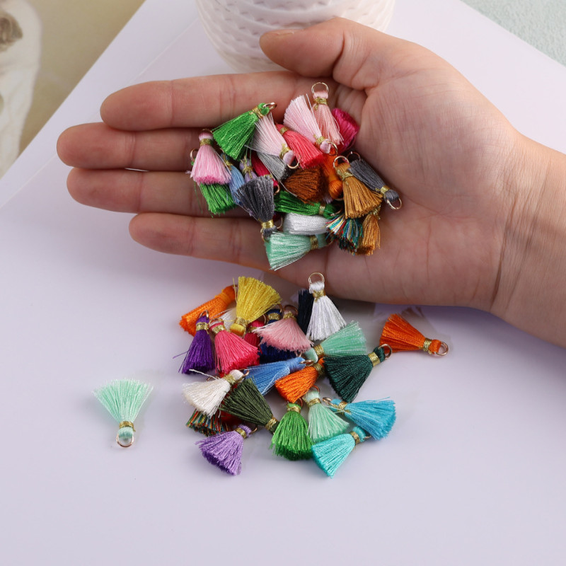 Colored Circle Gold Thread Small Tassel Bohemian Diy Mini Hanging Wedding Box Fan