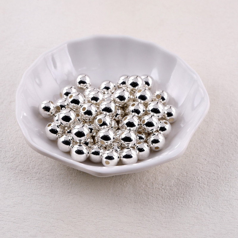 3-14mmccb Straight Hole Gold Silver White K Color Round Beads Diy Handmade Plastic Loose