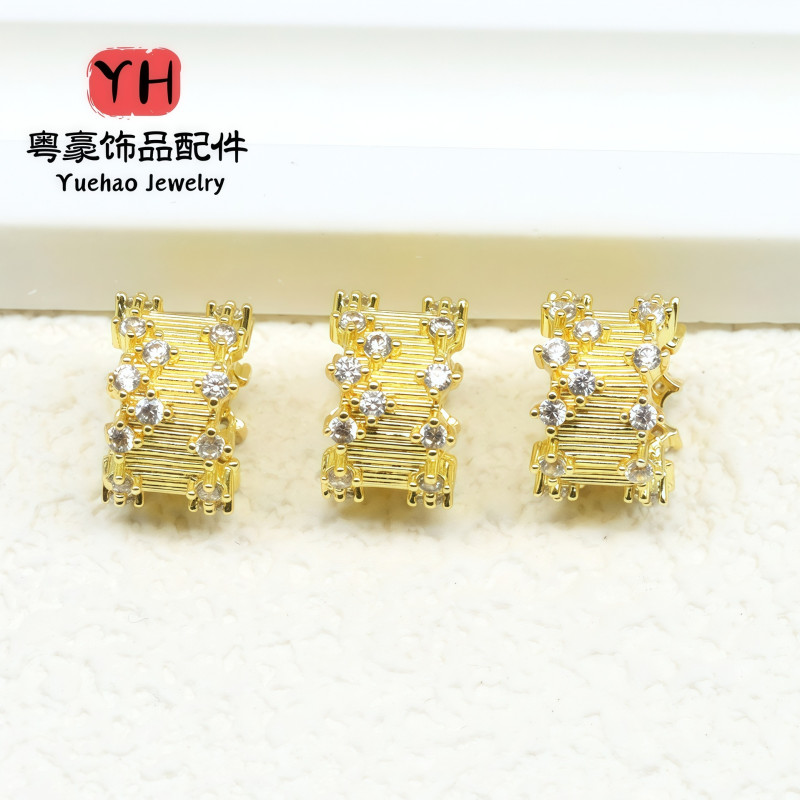 18k Gold-plated High Color Retention Zircon Large Hole Spacer Beads Passepartout Wheel