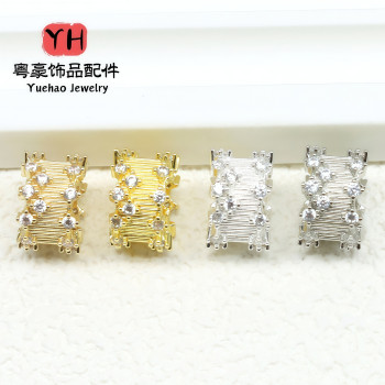 18k Gold-plated High Color Retention Zircon Large Hole Spacer Beads Passepartout Wheel