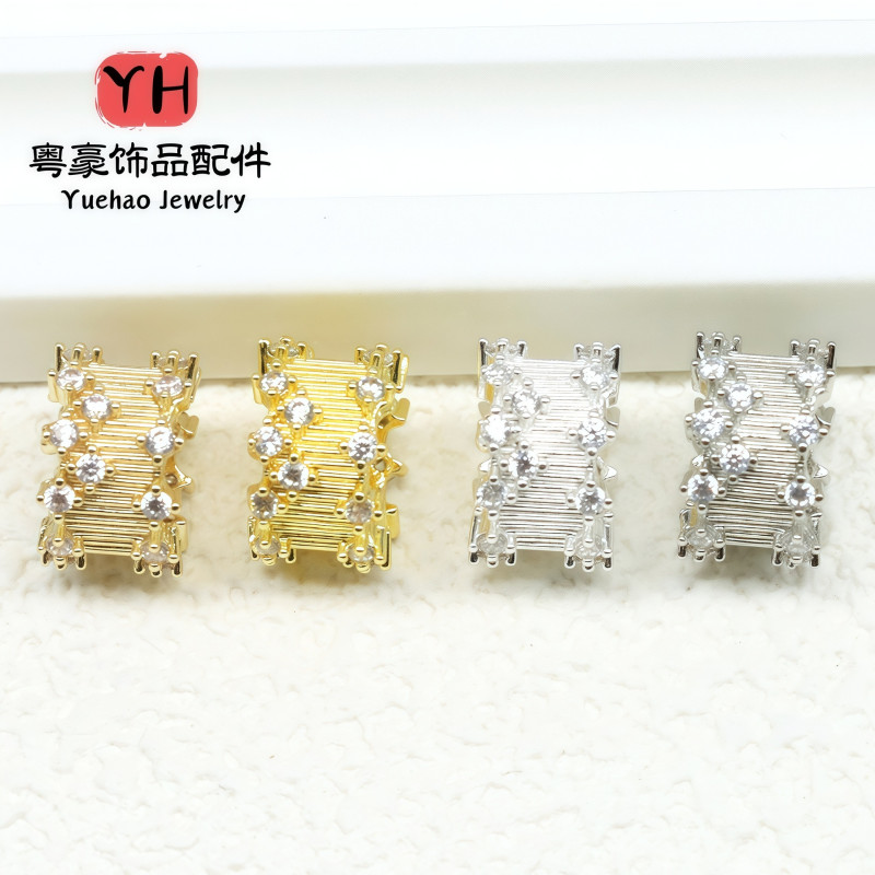 18k Gold-plated High Color Retention Zircon Large Hole Spacer Beads Passepartout Wheel
