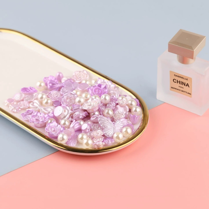 Cream glue rose fantasy baroque pearl bow diy handmade mobile phone case decorative patch