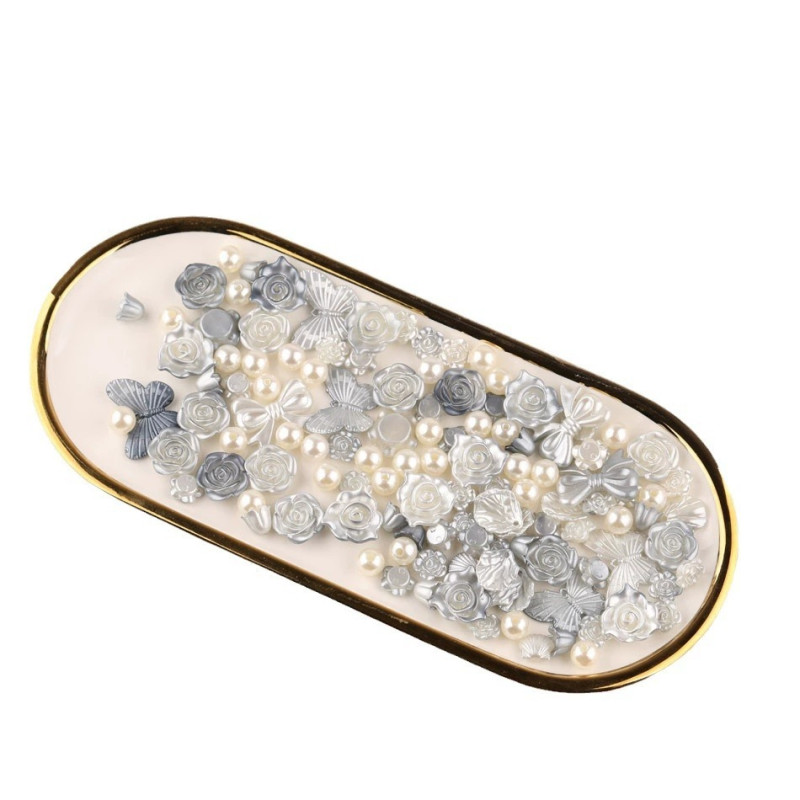 Cream glue rose fantasy baroque pearl bow diy handmade mobile phone case decorative patch