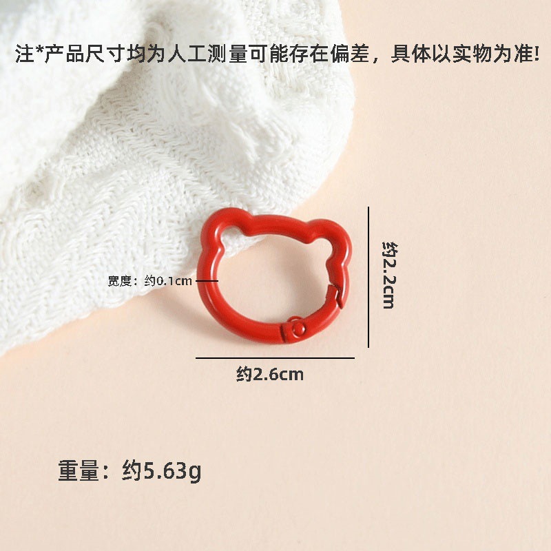 Diy Colorful Round Bear Spring Buckle Keychain Versatile Cute Fresh Backpack Pendant