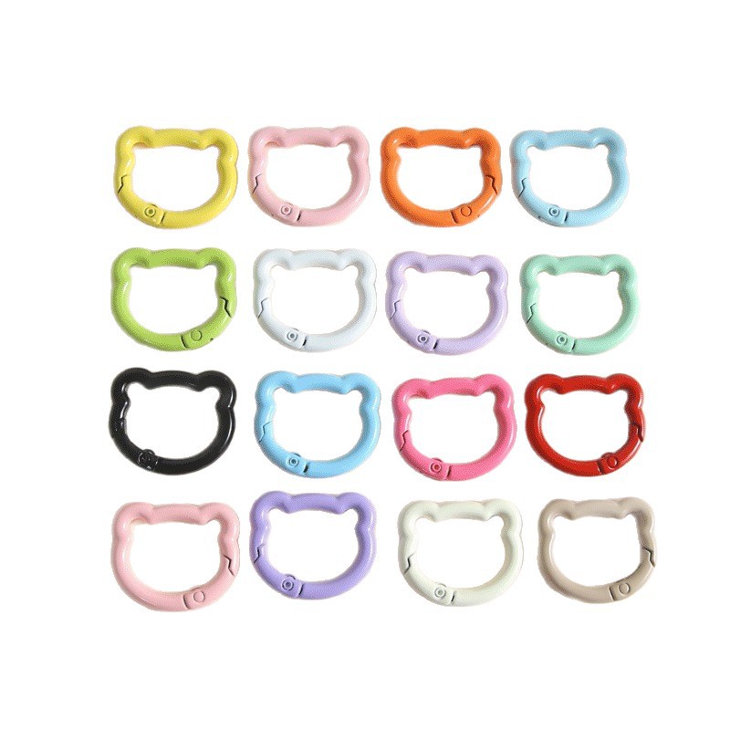 Diy Colorful Round Bear Spring Buckle Keychain Versatile Cute Fresh Backpack Pendant