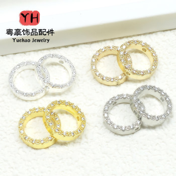 14k Gold-filled Color-preserving Micro-paved Zircon Running Ring Through Bead Separated
